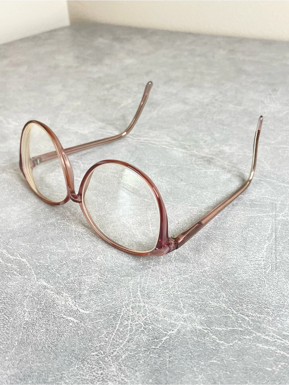 Vintage 80s Oversized Pink Round Plastic Eyeglass Frame Women's Glasses